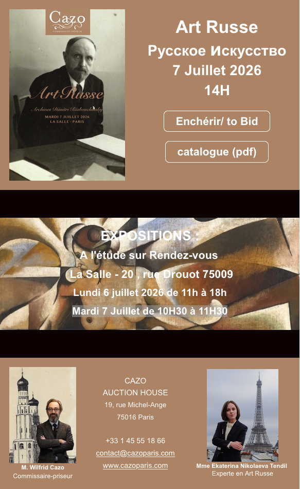 Affiche Art Russe - Pусское искусство - Expositions en l|étude rue Drouot. 2026-07-06